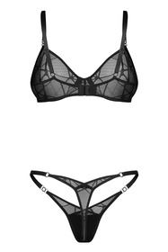 Obsessive Olianna 2-pcs komplet biustonosz i stringi siateczka black