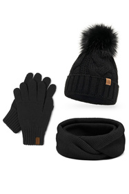 Komplet czapka+komin+rękawiczki Vivisence 7014 Kmpl+R czarny