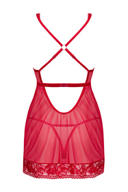 Nocna komplet koszulka + stringi Obsessive Lacelove babydoll czerwony 