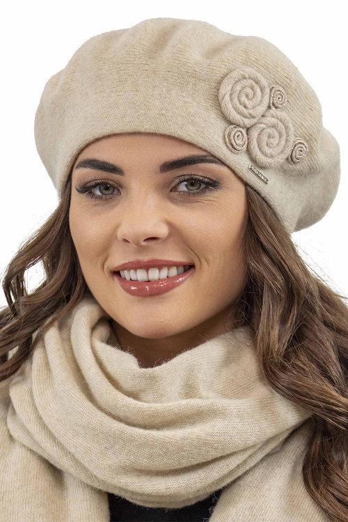 Vivisence 7037Kmpl Komplet beret+szalik, beżowy