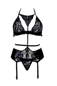 Beauty Night Alanis set komplet z pasem do pończoch, koronka black