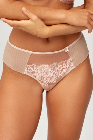 Azal Sara brazyliany z wysokim stanem, koronkowe wstawki beżowy