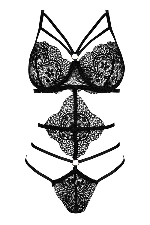 Beauty Night Elaris teddy body z koronką i paseczkami black
