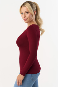 Babell Manati bluzka wiskozowa z długim rękawem bordo