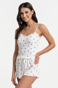 Moraj PDD3100-002 piżama top na ramiączkach i szorty patt 1 -cherry