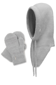Komplet balaclava kaptur+rękawiczki Vivisence 7097Kmpl jasnoszary 
