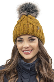 Komplet czapka+komin+rękawiczki Vivisence 7014 Kmpl+R ciemny żółty