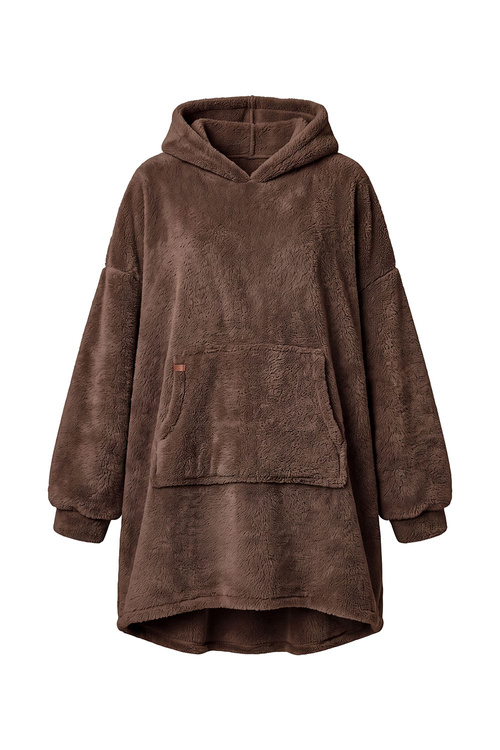 Vivisence 5028 szlafrok z kapturem oversize z kieszenią, brązowy