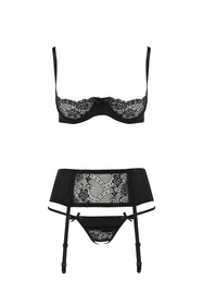 Nocna komplet półbiustonosz + stringi + pas do pończoch Casmir Aurelia set black