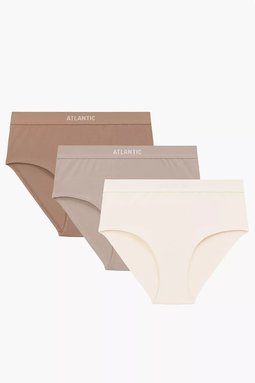 Atlantic 3CLP-009B 3-pack figi wysokie, bawełniane ecru/beżowy/ciemnobeżowy