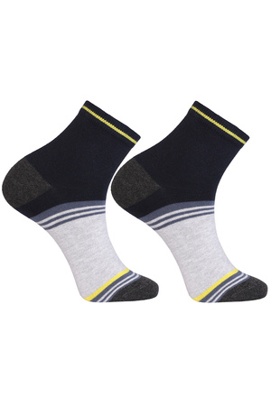 Moraj CSM180-053 skarpety za kostkę bawełniane męskie patt 1-jasny popiel/czarny