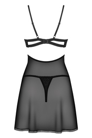 Komplet koszulka + stringi Obsessive Nutris babydoll czarny