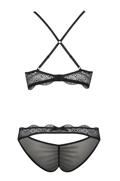 Passion Yona set Nocna komplet biustonosz + stringi, black