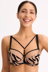 Bella Misteria 68-156 Czarny Agat biustonosz miękki z paseczkami czarno-beżowy