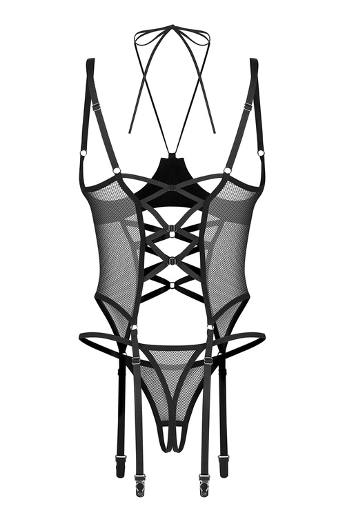 Komplet Obsessive Dominna corset & crotchless thong black
