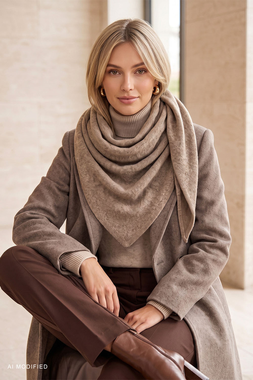 Vivisence 7120 szalik trójkątny dzianinowy do stylizacji, beżowy