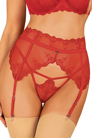 Obsessive Lonesia garter belt Pas do pończoch wysoki, czerwony