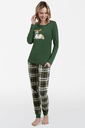 Italian Fashion Zonda dł.r. dł.sp. Nocna piżama, zielony/druk