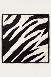 Vivisence S65-003 apaszka jedwabna ze zwierzęcym wzorem czarny/biały/zebra