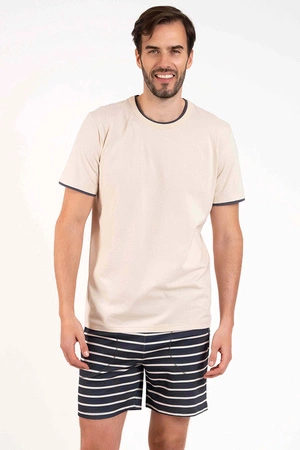 Nocna piżama Italian Fashion Lars kr.r. kr.sp. beż/druk grafit 