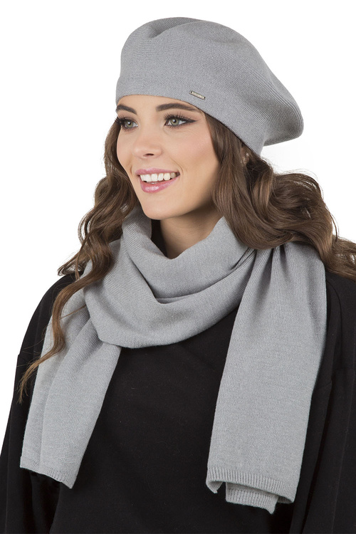 Vivisence 7005Kmpl Komplet beret+szalik, jasnoszary