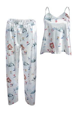 Nocna komplet top + spodnie Dkaren DK-KI-015 biały-wzór