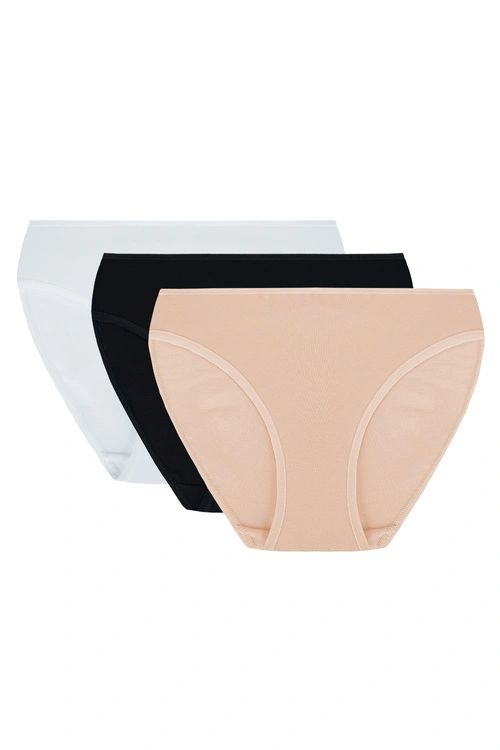 Vivisence 4002 3-pack Majtki figi, biały/czarny/beżowy