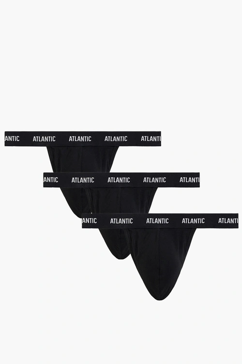 Atlantic 3BMP-1572 stringi męskie 3 pack niska talia czarny
