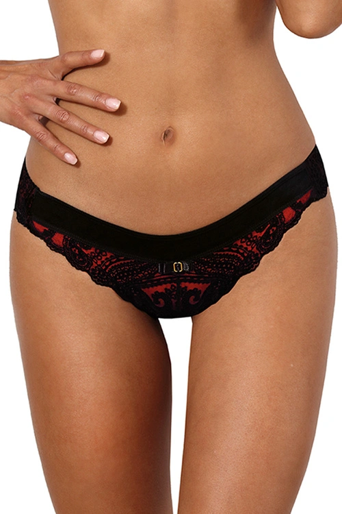 Axami V-10048 Majtki stringi, czarno-czerwony