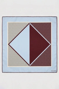Vivisence S65-007 apaszka jedwabna geometryczna niebieski/brązowy