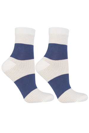 Moraj CSL200-922 skarpety za kostkę bawełniane patt3-biały/granat