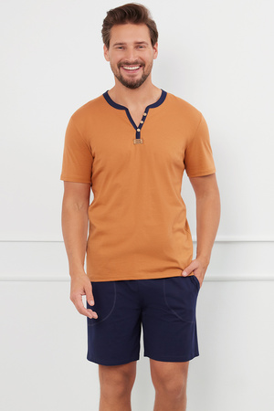 Piżama Italian Fashion Juliusz kr.r. kr.sp. koniak/granat