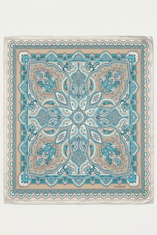 Vivisence S90-001 apaszka jedwabna paisley turkusowy/beżowy