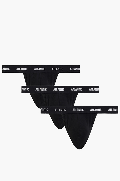 Atlantic 3BMP-1572 stringi męskie 3 pack niska talia czarny