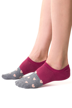 Skarpety stopki Steven 021 wzorowane stopki bordowy/serca  060 