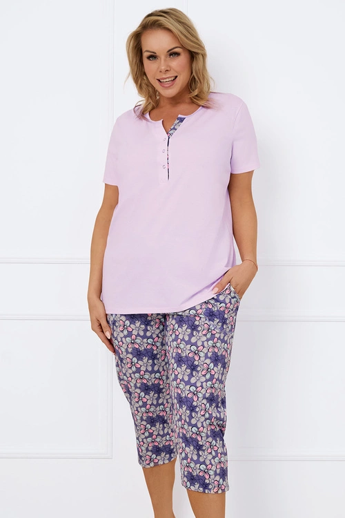 Nocna piżama Italian Fashion Carbonia kr.r. sp.3/4 róż/druk