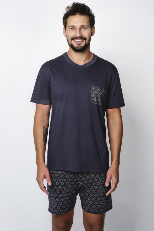 Nocna piżama Italian Fashion Diaz kr.r. kr.sp. granat/druk