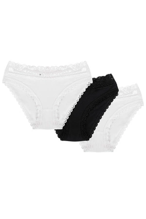 Wol-Bar Soft Lovely 3-pak Majtki figi, biały-biały-czarny