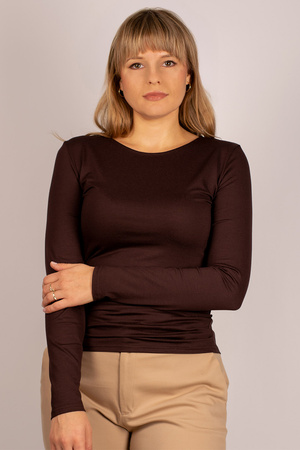 Babell Manati bluzka wiskozowa z długim rękawem brąz