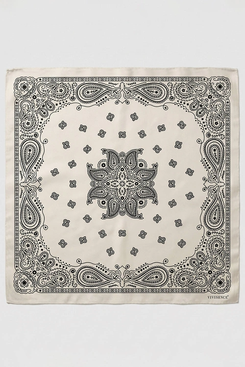Vivisence S65-017 apaszka jedwabna paisley beżowy/czarny
