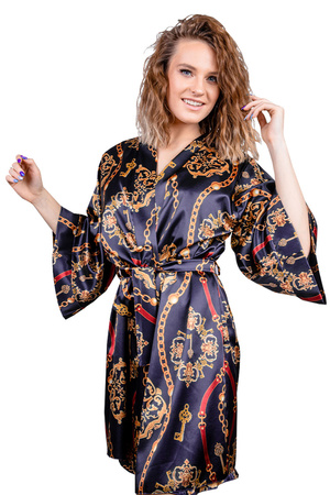 Dkaren DK-P-014 Nocna peniuar, granat-wzór