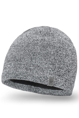 Pamami 14001 czapka męska z podszewką jasnoszary melanż