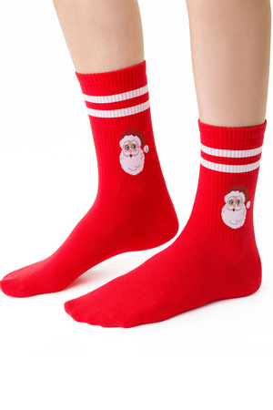 Skarpety za kostkę Steven Merry Christmas 136 czerwony-mikołaj