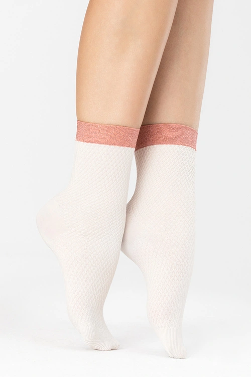 Fiore Biscuitt 60 DEN G1137 Wyrób pończoszniczy skarpetki, ecru/pink