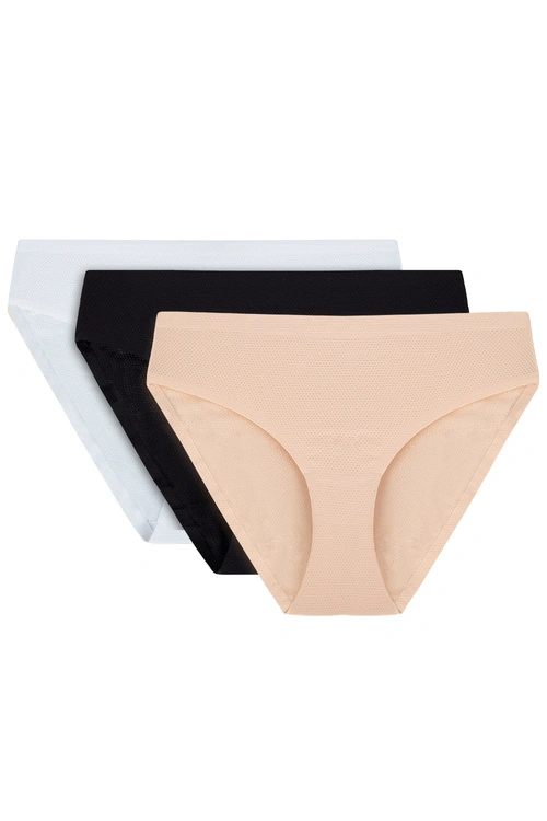 Vivisence 4011 3-pack Majtki figi, biały/czarny/beżowy