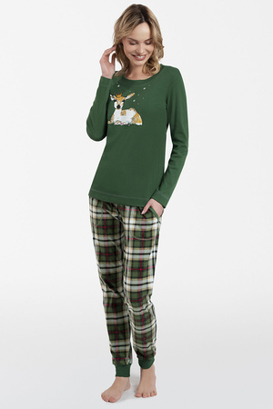 Italian Fashion Zonda dł.r. dł.sp. Nocna piżama, zielony/druk