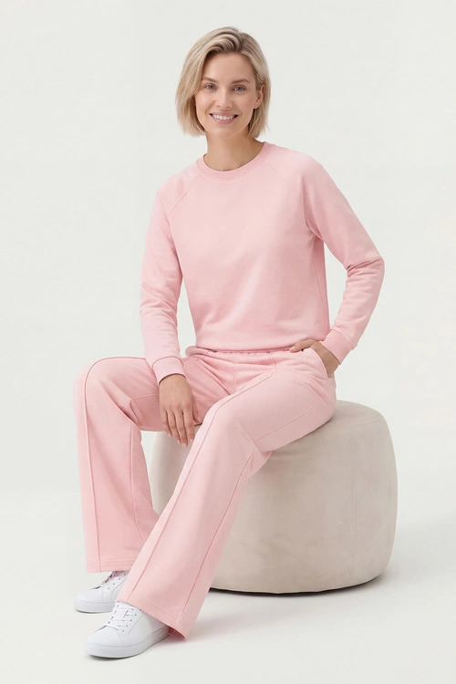 Vivisence 9208kmpl komplet dresowy bluza i spodnie w kant różowy