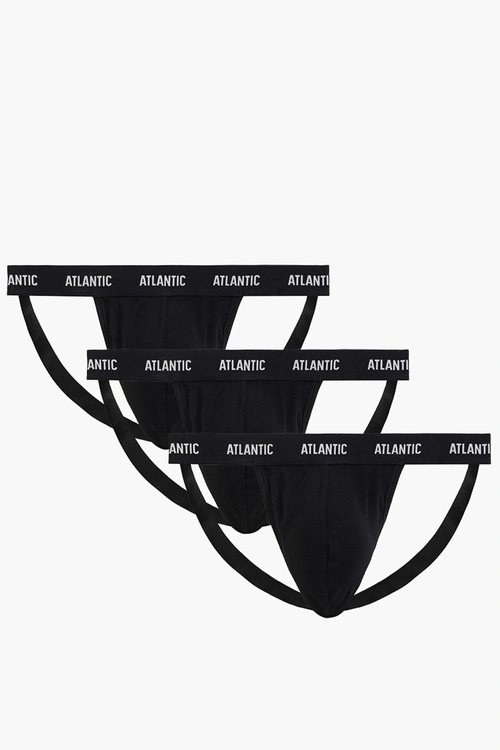 Atlantic 3BMP-1571 jockstrap 3 pack slipy otwarte czarny