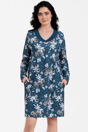 Sukienka homewear Italian Fashion Nikjana tunika dł.r. druk/turkus