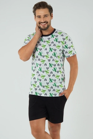 Piżama Italian Fashion Picos Men kr.r. kr.sp. druk/czarny 